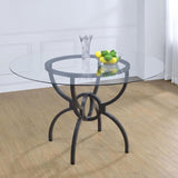 Aviano - Round Glass Top Metal Dining Table - Gunmetal by Coaster Fine Furniture | Bel Furniture