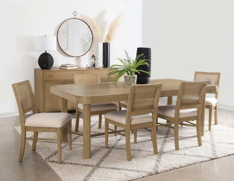 Arini - Extension Leaf Dining Table Set Light Brown 7 Pc. Table, 6 Chairs by Coaster Fine Furniture | Bel Furniture