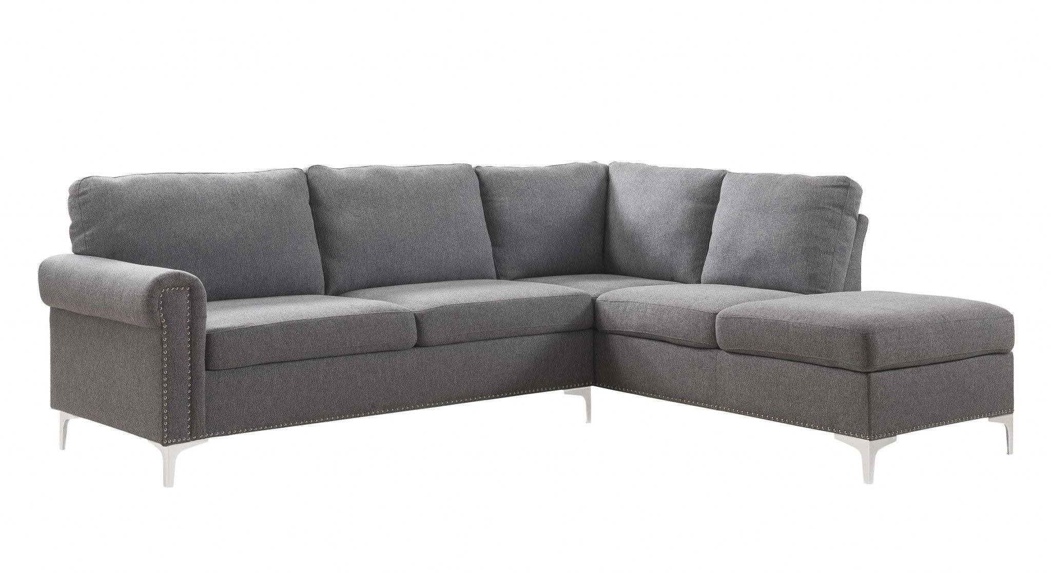 Polyester L Shaped Two Piece Sofa And Chaise Sectional - Gray