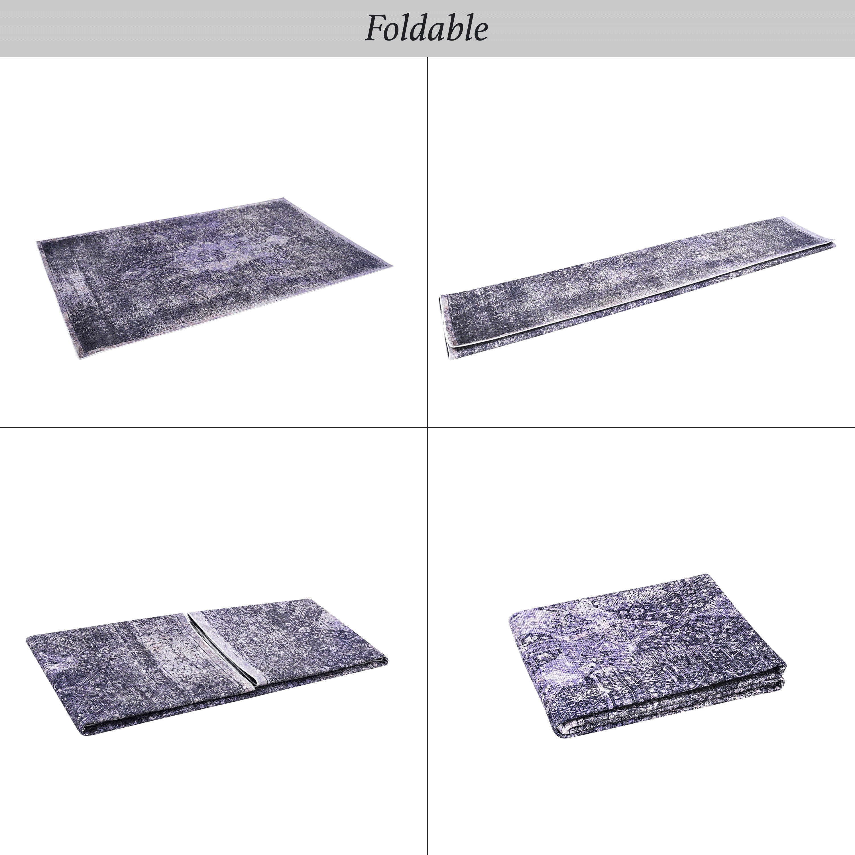 2'6'' X 10' Area Rug, Washable, Low-Pile, Non-Slip, Non-Shedding, Foldable, Kid & Pet Friendly - Anthracite