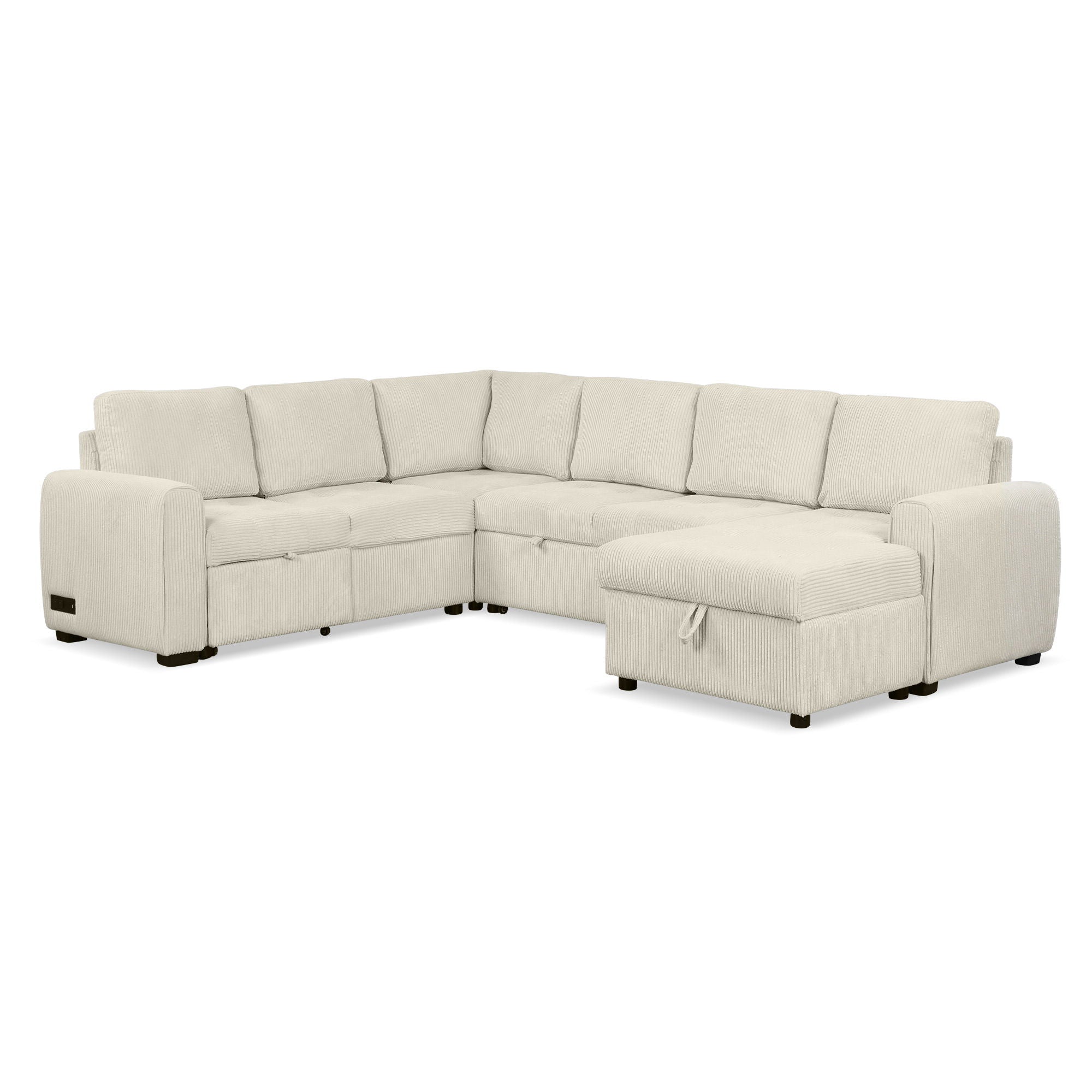 U-Shaped Sofa Sectional Sofa Pull-Out Sofa Bed With A Storage Chaise Lounge, Charging Devices For Living Room