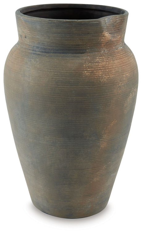 Brickmen - Vase Dark Gray 10''W x 10''D x 15''H by Signature Design by Ashley® | Bel Furniture