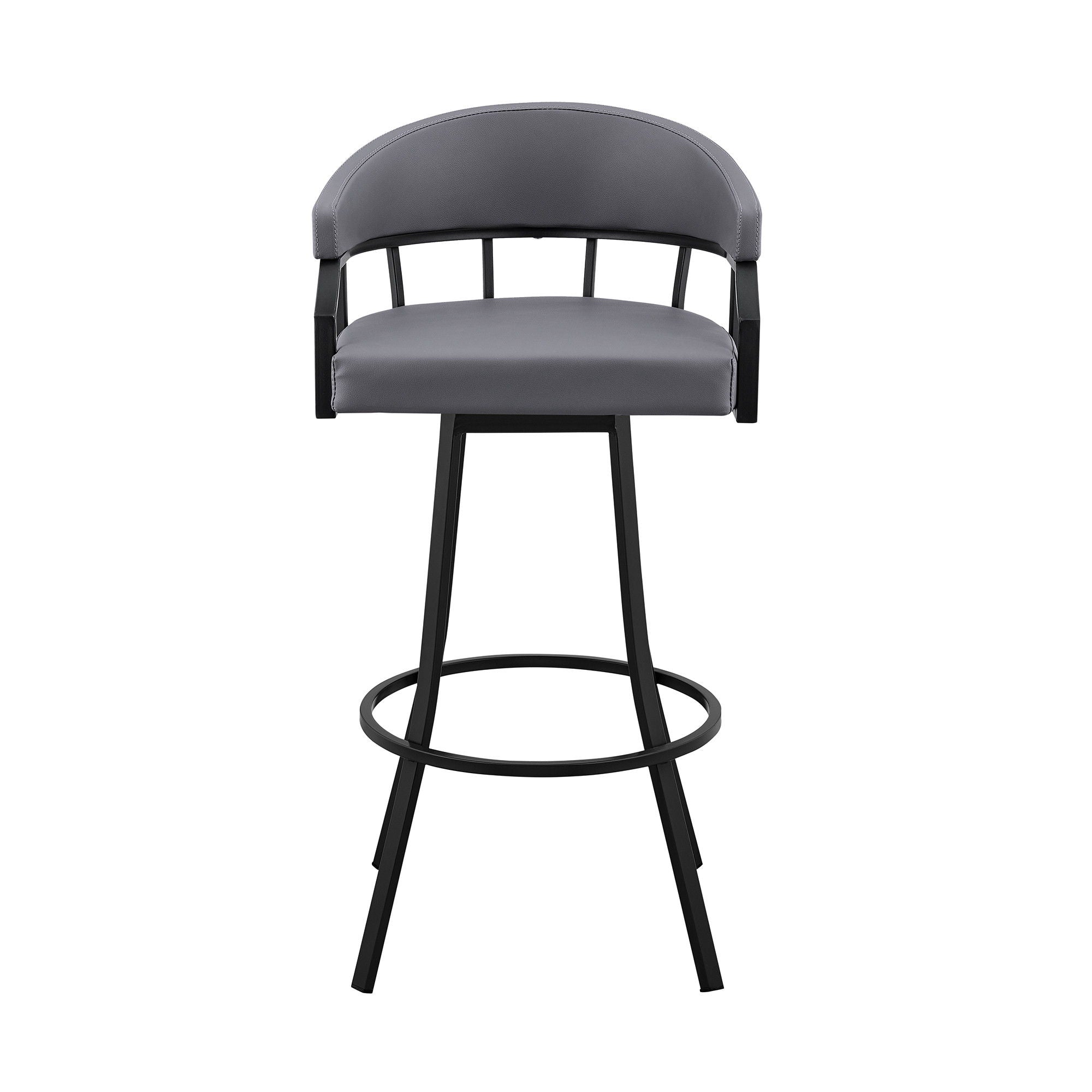 Faux Leather Swivel Low Back Bar Height Bar Chair - Slate Gray / Black