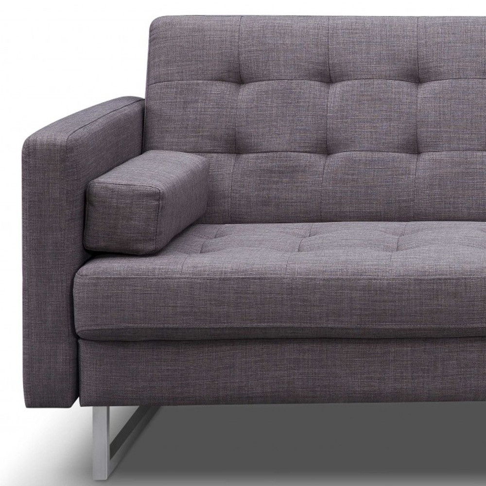 Fabric Sofa With Silver Legs - Gray