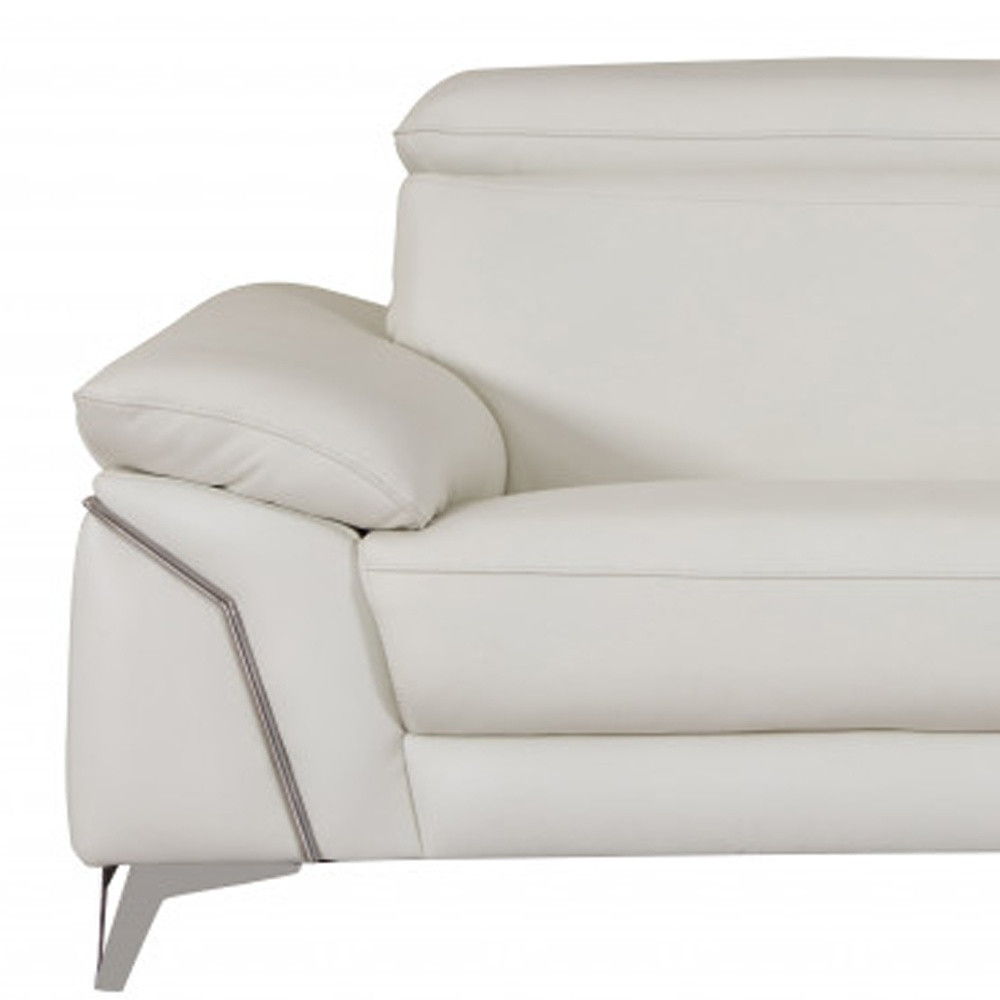 Silver Legs Italian Leather Sofa - White