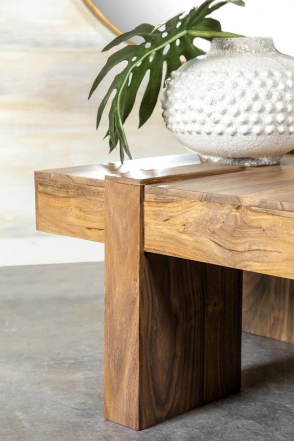 Samira - Square Solid Wood Coffee Table - Natural Sheesham by CoasterEssence | Bel Furniture