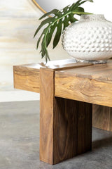 Samira - Square Solid Wood Coffee Table - Natural Sheesham by CoasterEssence | Bel Furniture