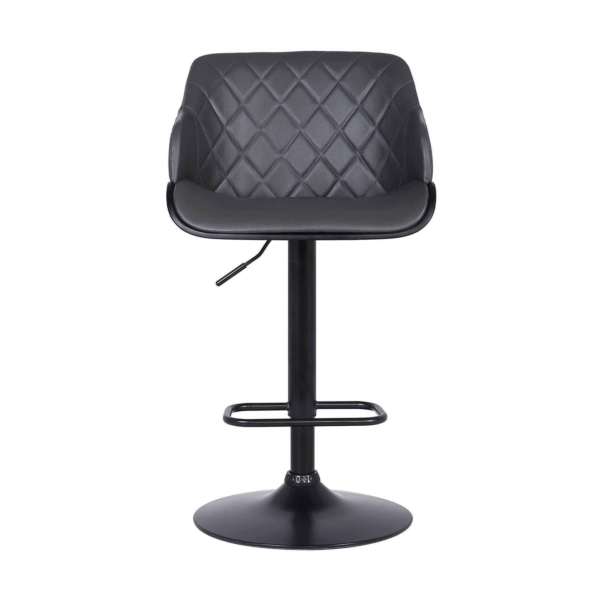 44" Faux Leather Swivel Low Back, Adjustable Height Bar Chair - Gray / Black