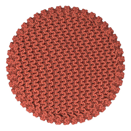 Wynne - Round Knitted Outdoor / Indoor Pouf - Orange - view 4