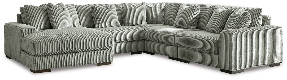 Lindyn - Sectional Pearl Silver 5 Pc. Left Arm Facing Sectional by Signature Design by Ashley® | Bel Furniture