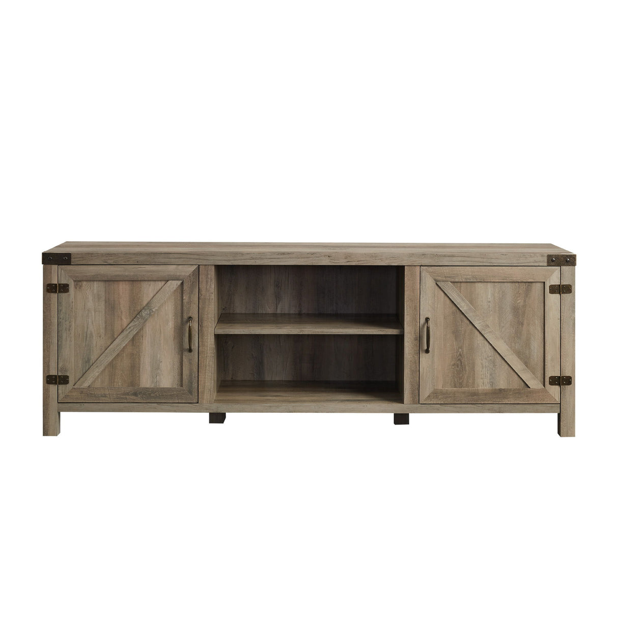 Rustic Farmhouse Double Barn Door 70" TV Stand For 80" TVs With Center Shelves by Walker Edison | Bel Furniture