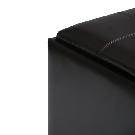 Avalon - Square Coffee Table Storage Ottoman - Tanners Brown by Simpli-Home | Bel Furniture