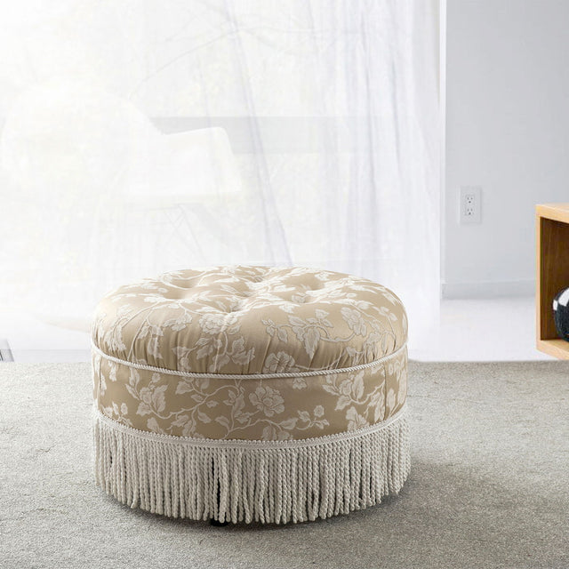 Yolanda - Round Upholstered Accent Ottoman by Jennifer Taylor Home | Bel Furniture