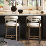 Artemis - Mixed Material Upholstered Counter Stool - Warm White by Jennifer Taylor Home | Bel Furniture