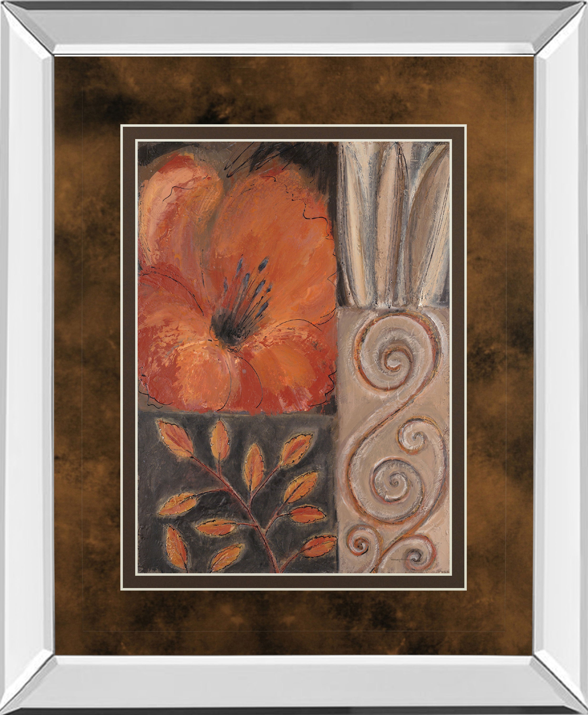 Orange Burst I By Rosie Abraham - Mirror Framed Print Wall Art - Orange