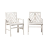 Modern 2 Piece Chevron Patio Chairs White by Walker Edison | Bel Furniture