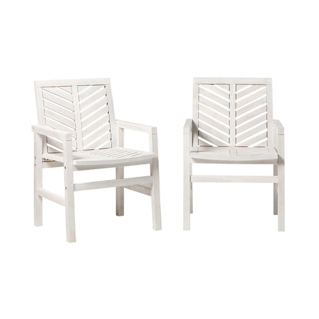 Modern 2 Piece Chevron Patio Chairs White by Walker Edison | Bel Furniture