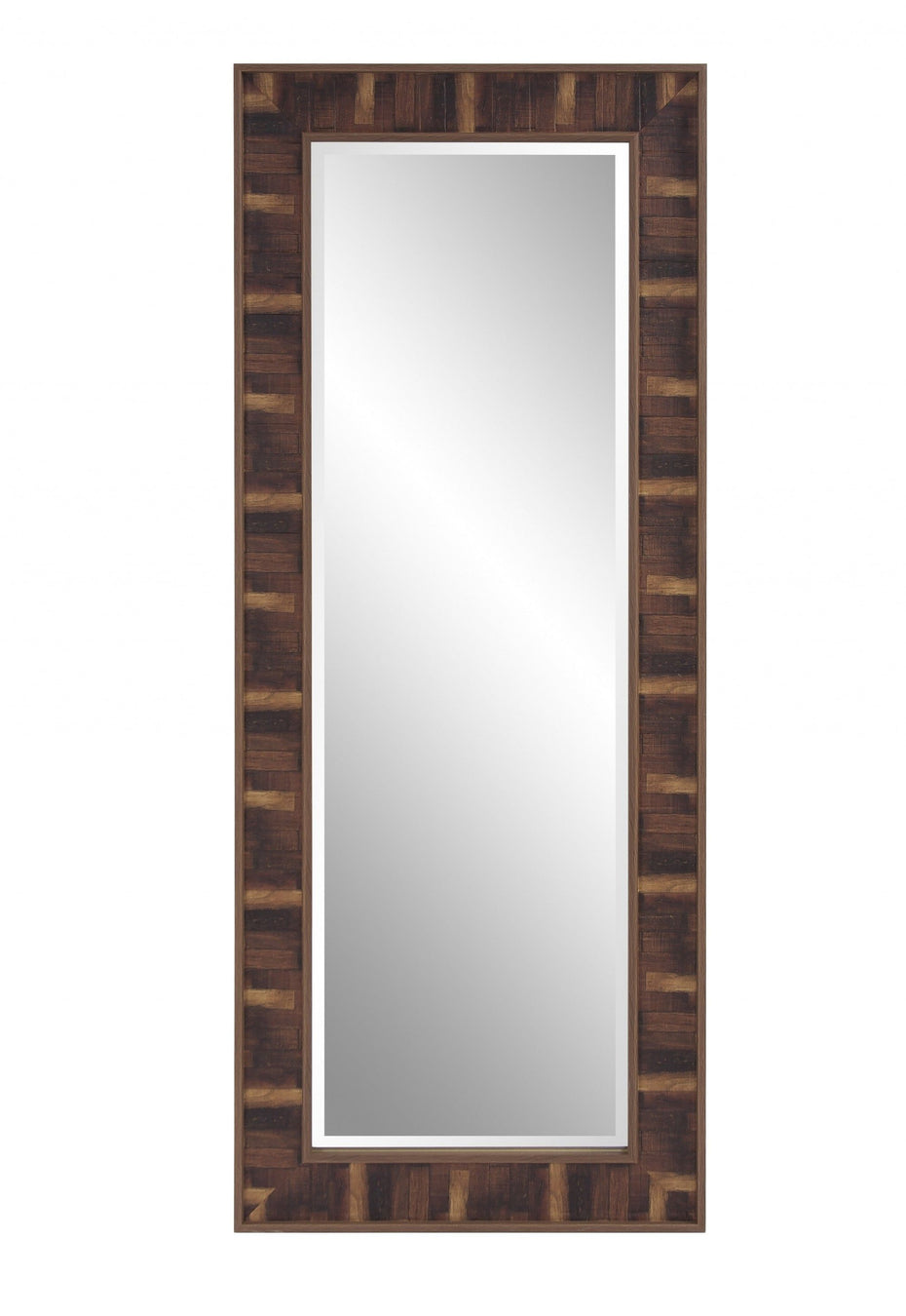 Faux Wood Full Body Wall Mirror - Rich Rustic Brown