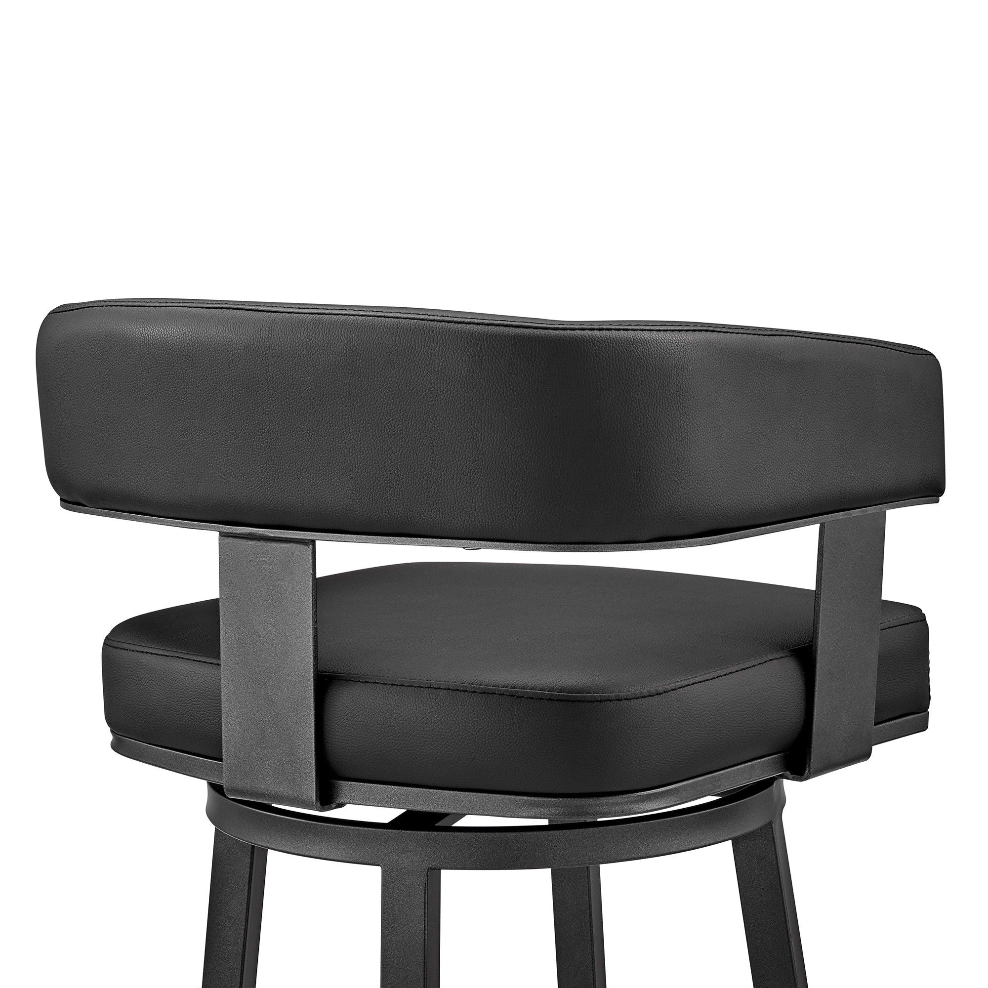 Faux Leather Swivel Low Back Counter Height Bar Chair - Black