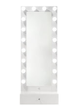 Luxo - Tall Lighted Drawer Vanity Mirror - White