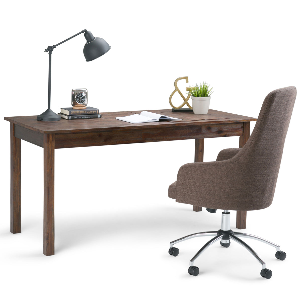 Monroe - Desk - Distressed Charcoal Brown by Simpli-Home | Bel Furniture