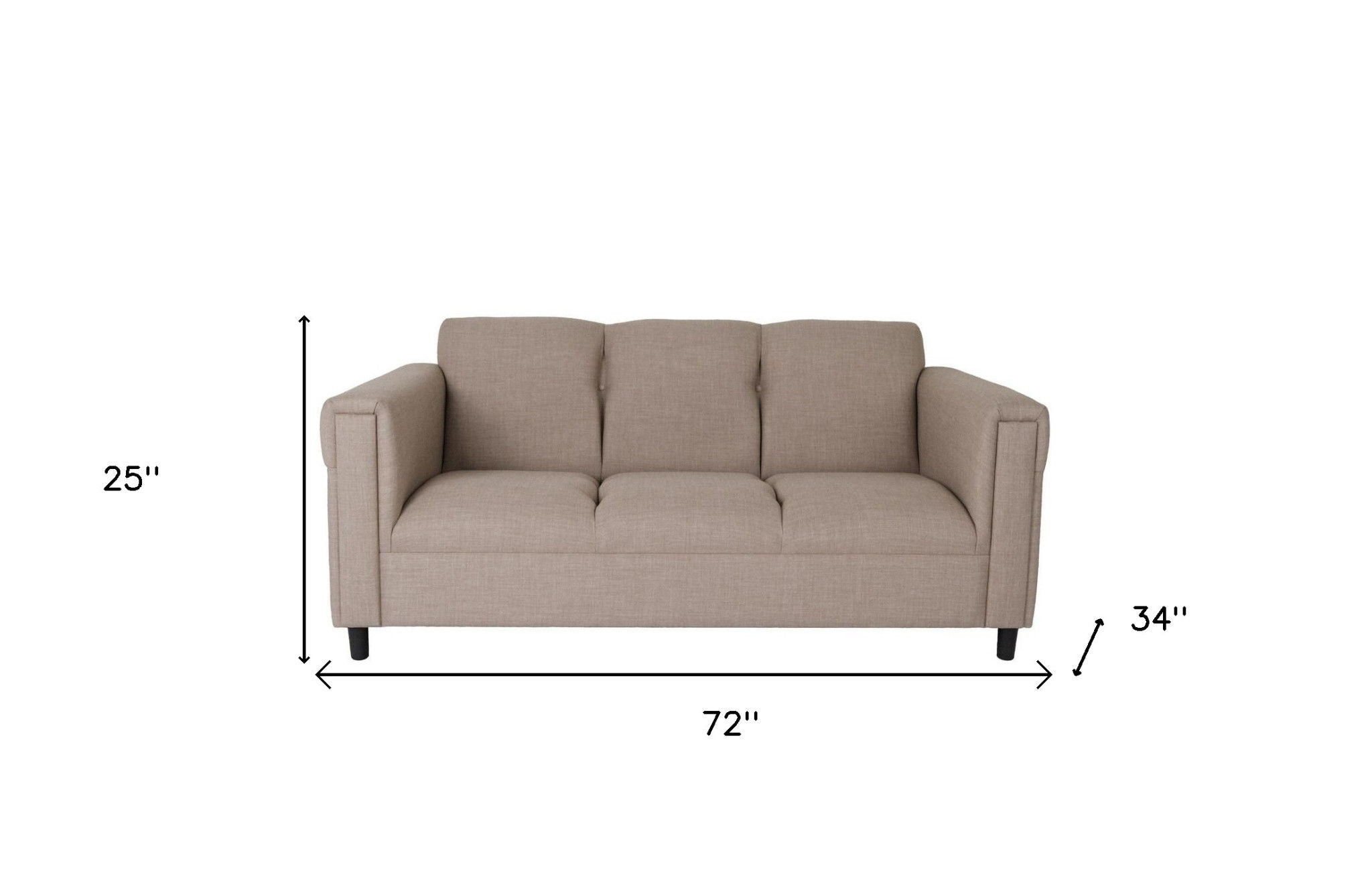 Polyester Sofa With Black Legs - Beige