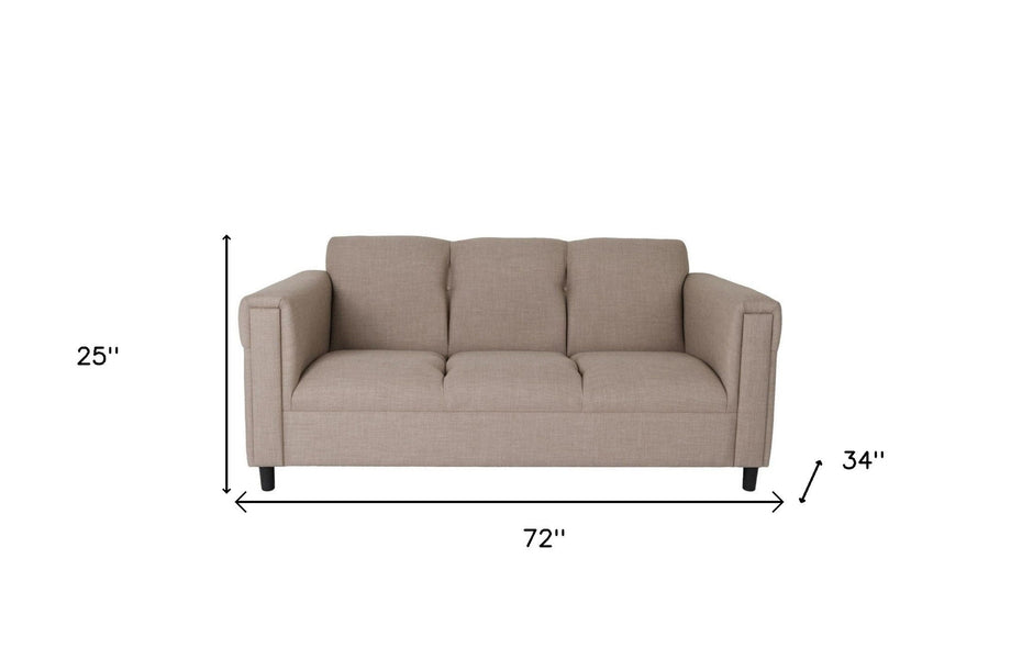 Polyester Sofa With Black Legs - Beige