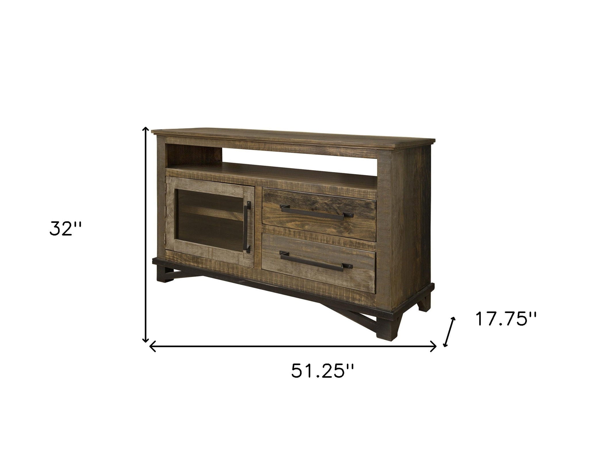 Cabinet Enclosed Storage Distressed TV Stand - Brown