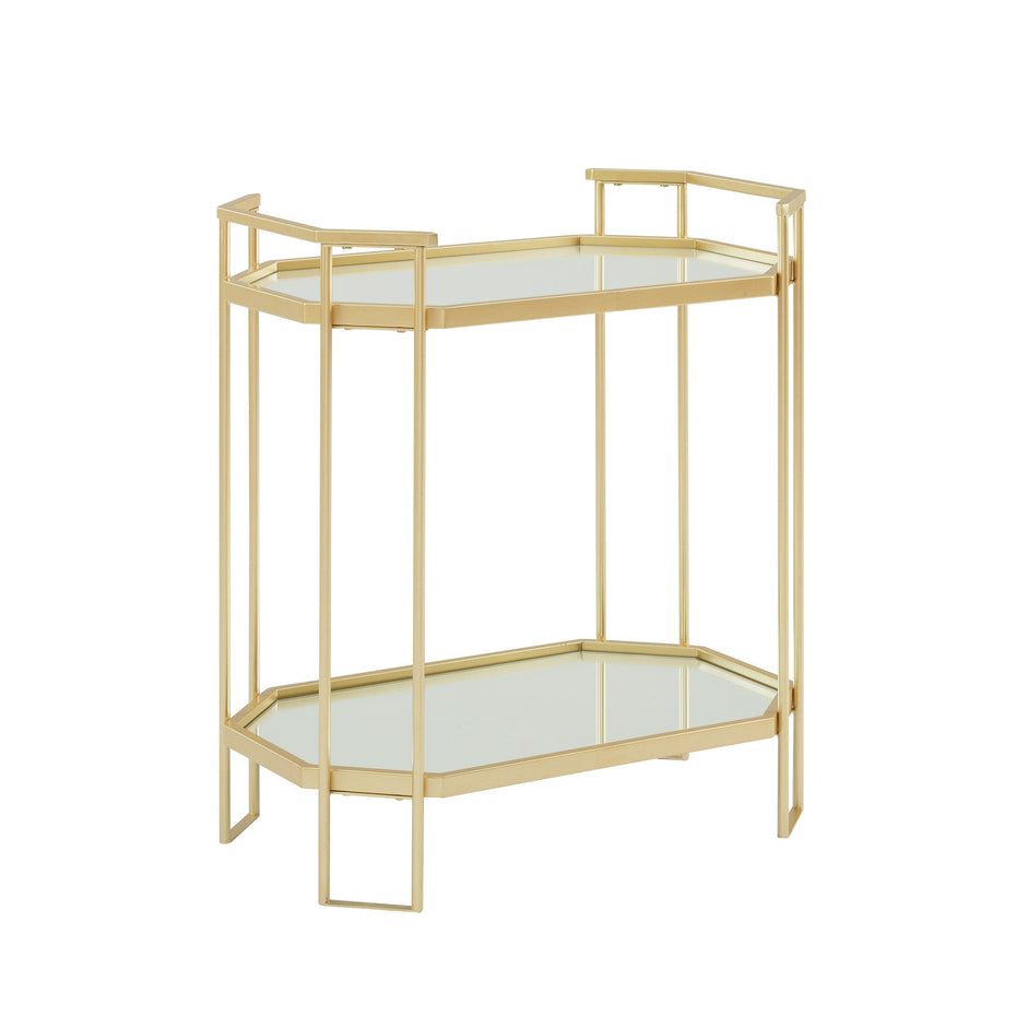 Modern Glam Mirror Top Accent Table - Pale Gold