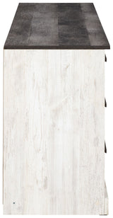 Shawburn - White / Black / Gray - Six Drawer Dresser - Pewter-tone pulls by Signature Design by Ashley® | Bel Furniture