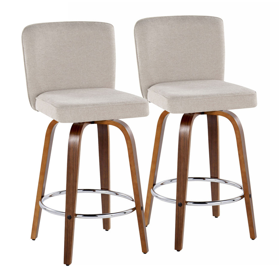 Henry - Contemporary Fixed Height Counter Stool With Swivel With Round Footrest (Set of 2)