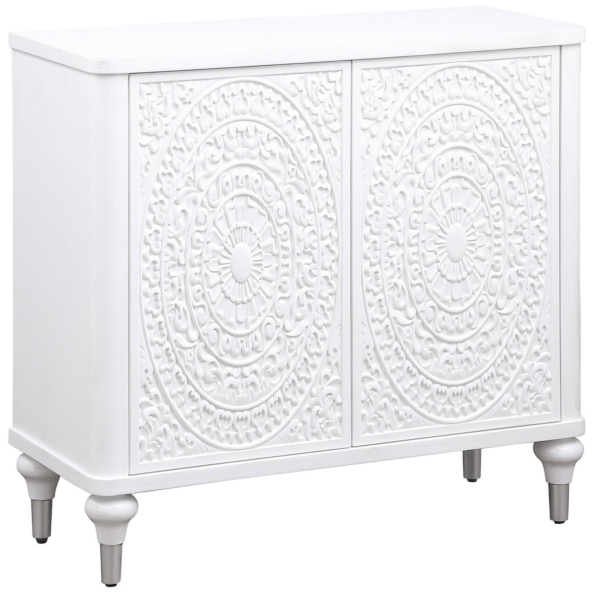 Cardella - 2 Door Mandala Accent Cabinet - Distressed White by Coaster Fine Furniture | Bel Furniture