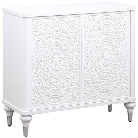 Cardella - 2 Door Mandala Accent Cabinet - Distressed White by Coaster Fine Furniture | Bel Furniture