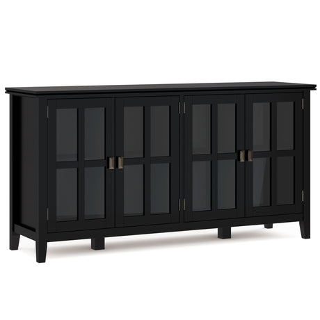 Artisan - Handcrafted Wide 4 Door Storage Cabinet Black by Simpli-Home | Bel Furniture