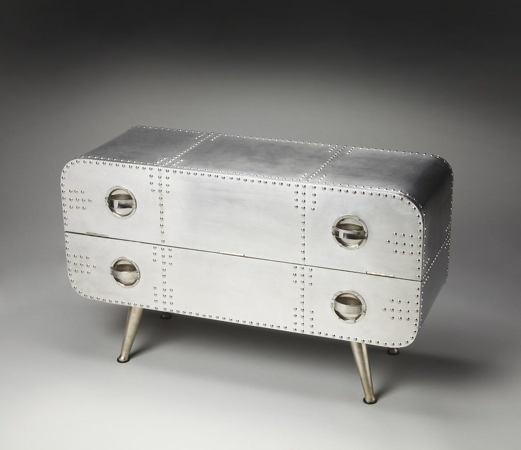 Metal Two Drawer Chest - Silver