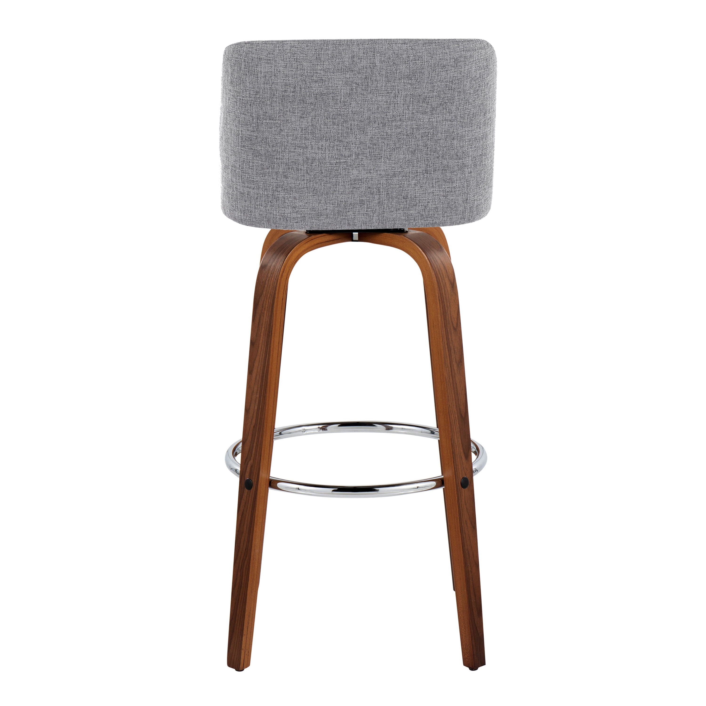 Toriano - Mid Century Modern Fixed Height, Barstool With Swivel With Round Footrest (Set of 2)