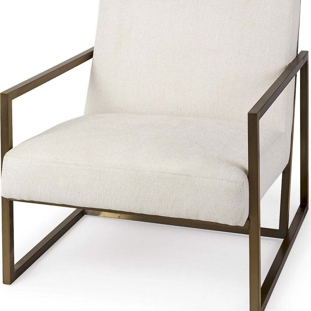 Geo Modern Accent Or Side Chair - Cream / Gold