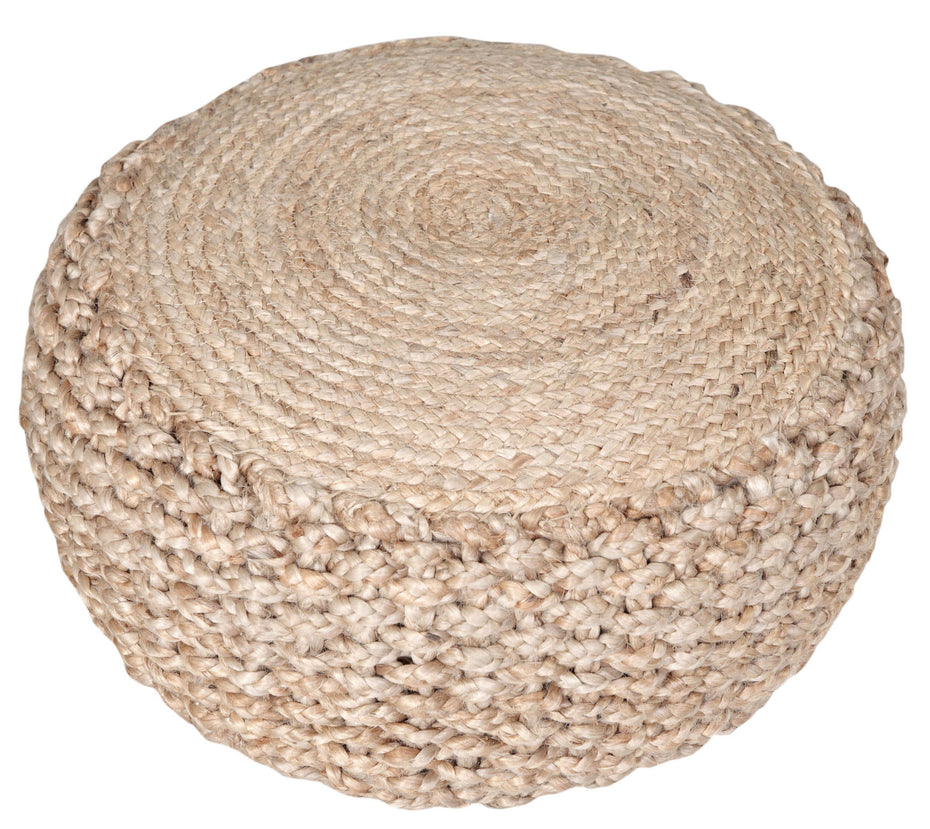 Jute Round Ottoman - Tan