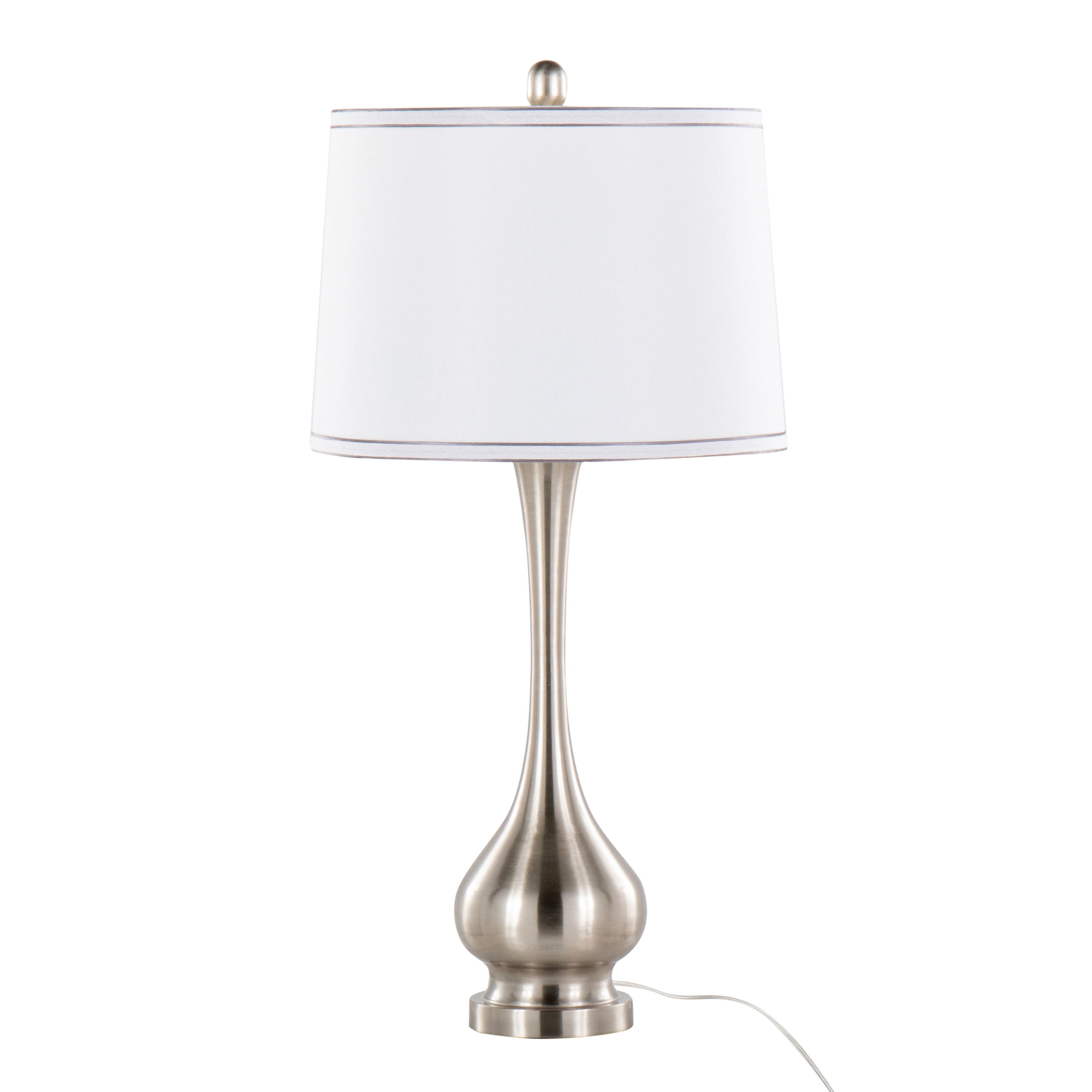 Cairo - Contemporary Table Lamp (Set of 2) - Nickel / White / Silver Trim