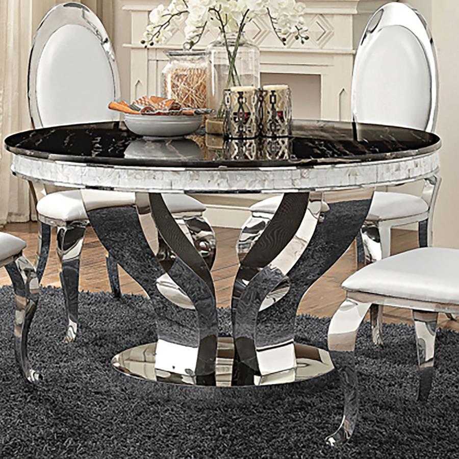 Anchorage - Round Glass Top Dining Table - Chrome by CoasterElevations | Bel Furniture