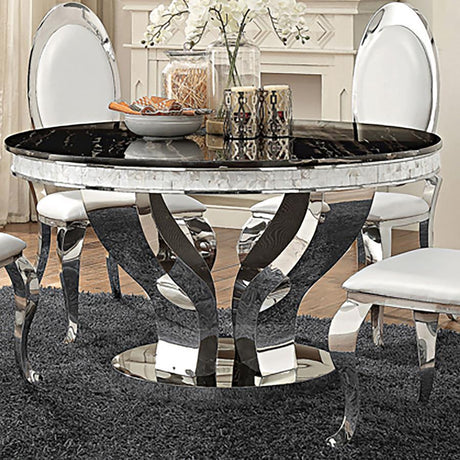 Anchorage - Round Glass Top Dining Table - Chrome by CoasterElevations | Bel Furniture