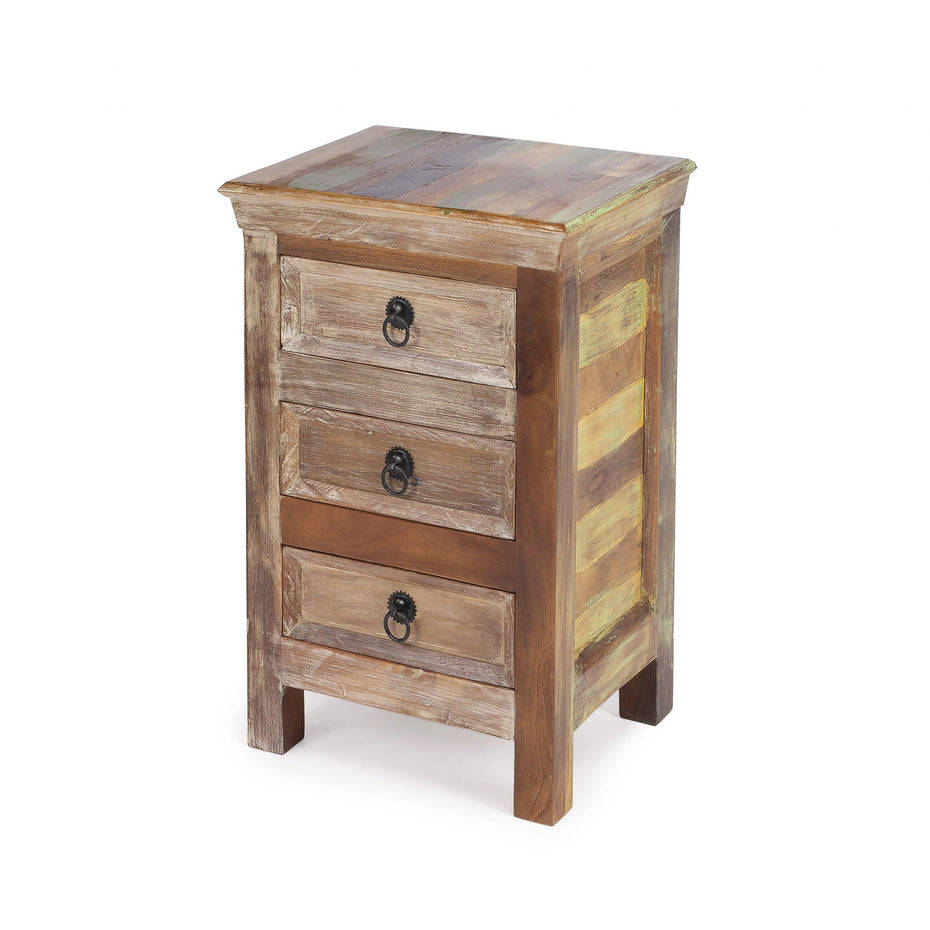 Modern Rustic Three Drawer Accent Chest - Light Brown