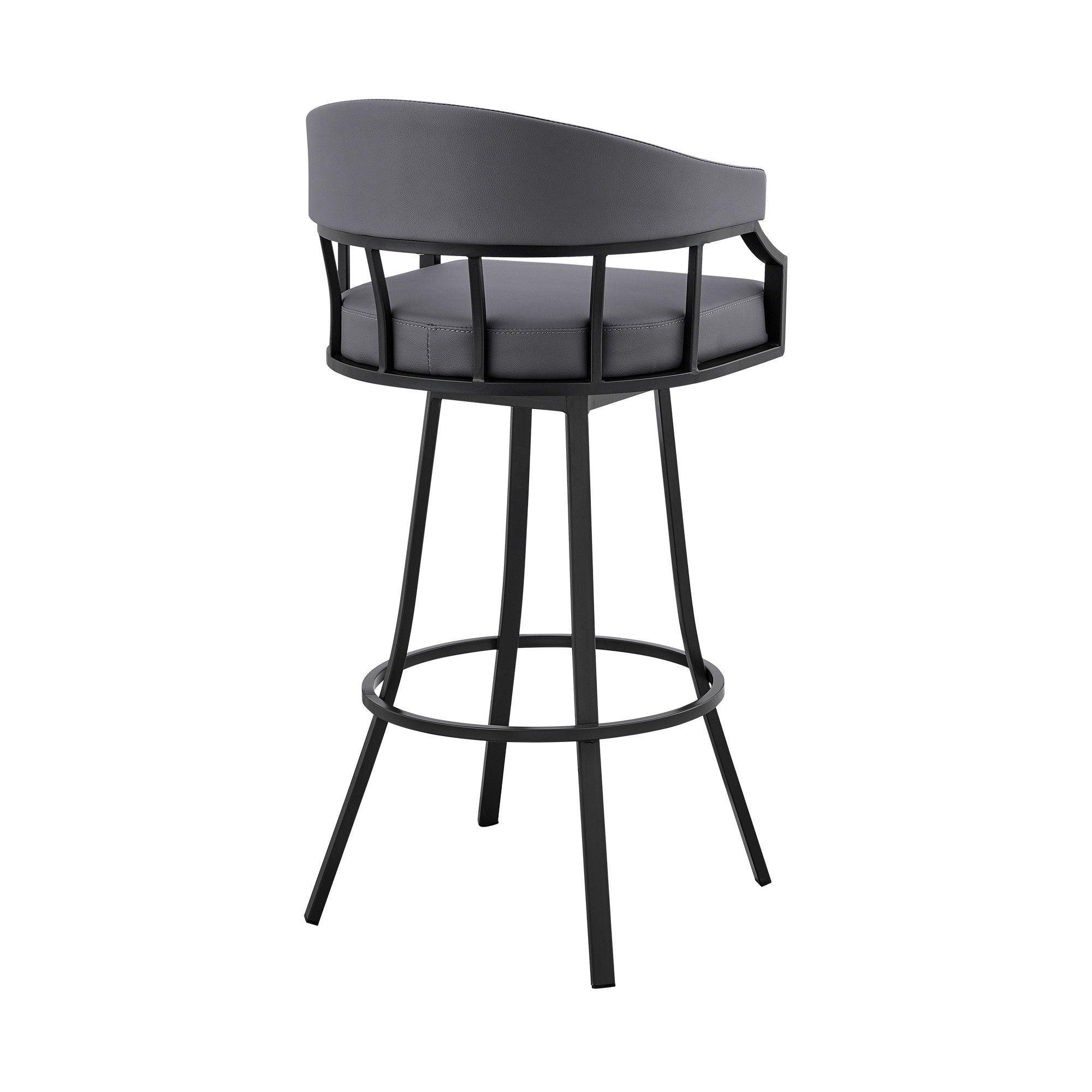 Faux Leather Swivel Low Back Bar Height Bar Chair - Slate Gray / Black