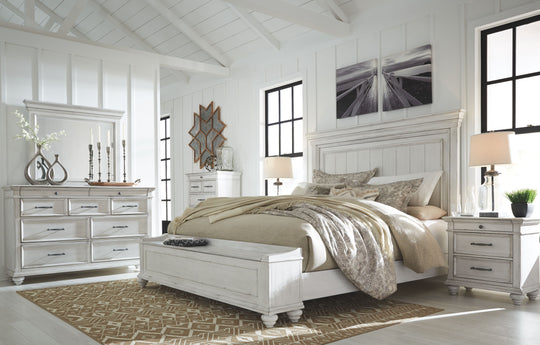 Kanwyn - Panel Bedroom Set 8 Pc. Bed, Dresser, Mirror, Chest, 2 Nightstands King Storage Bench by Benchcraft® | Bel Furniture