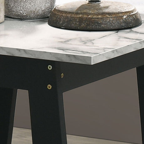 Kenzo - End Table With Faux Marble Top Finish - Black by Lilola Home | Bel Furniture