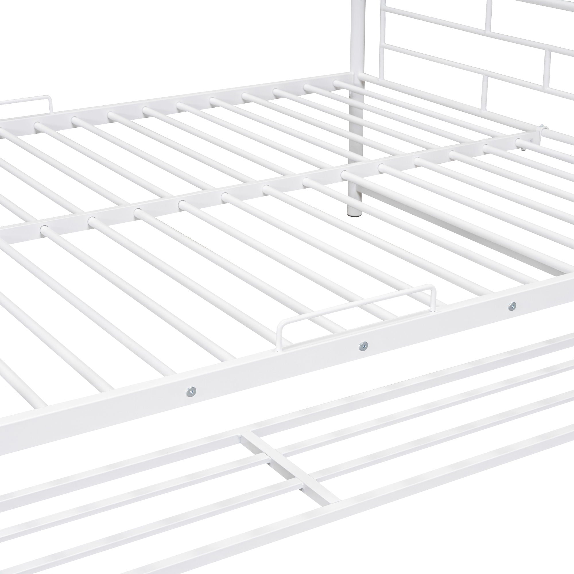 Metal Bunk Bed With Shelf And Guardrails