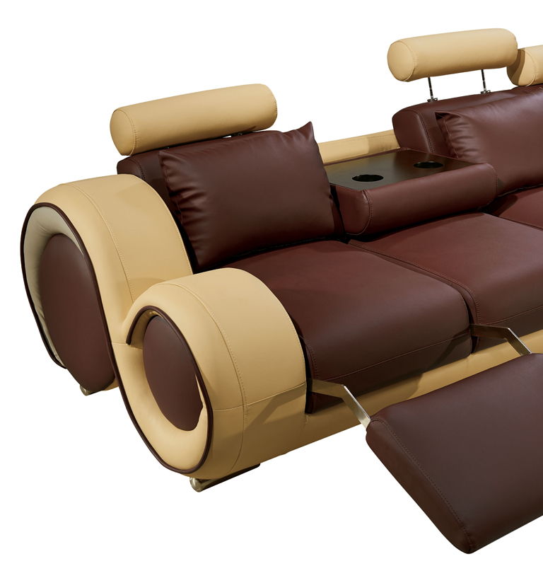 Leather And Wood Sectional Sofa - Bonded