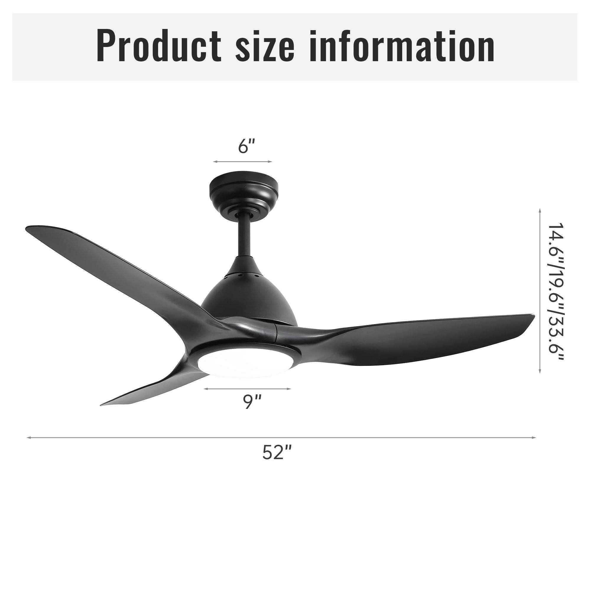 Modern Ceiling Fan With 22W Led Light, 3 ABS Fan Blades Dc Motor Ceiling Fan For Bedroom Living Room