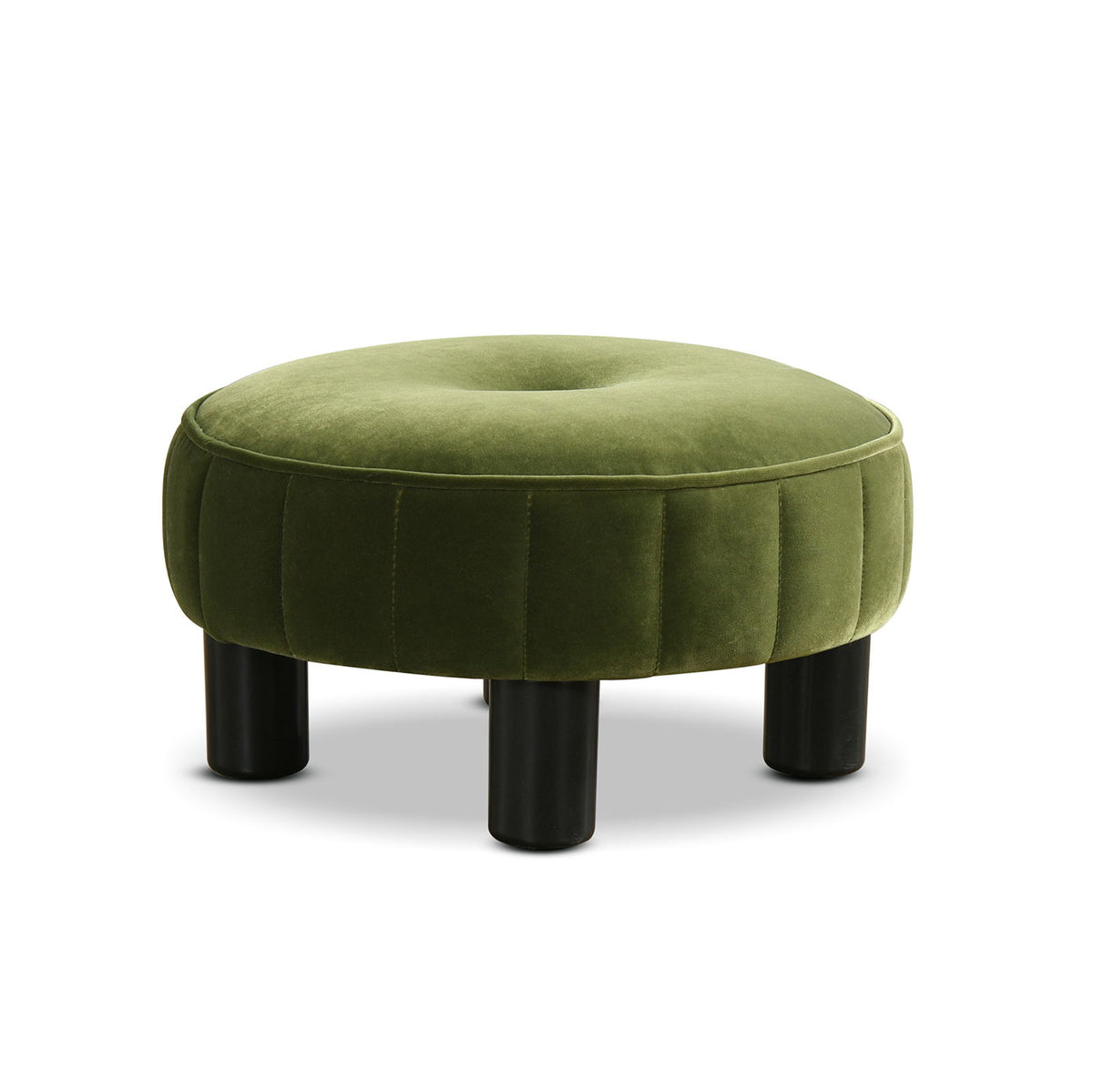 Riley - Round Footstool Ottoman - Olive Green by Jennifer Taylor Home | Bel Furniture