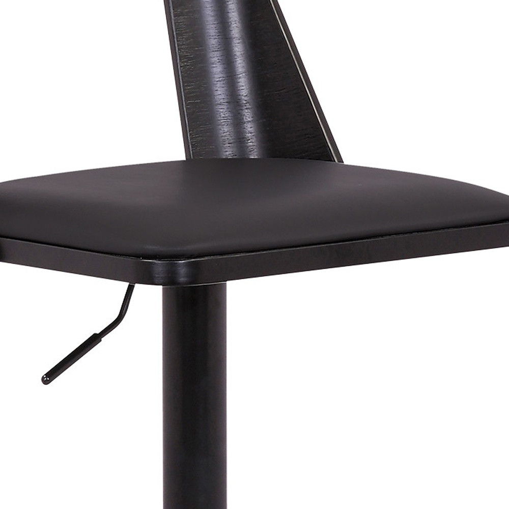 Faux Leather Swivel Adjustable Height Bar Chair - Black